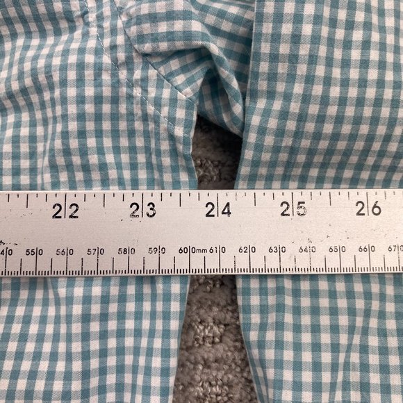 J. Crew Shirt Men Extra Large XL White Teal Checkered Flex Washed Button Up - Picture 6 of 7